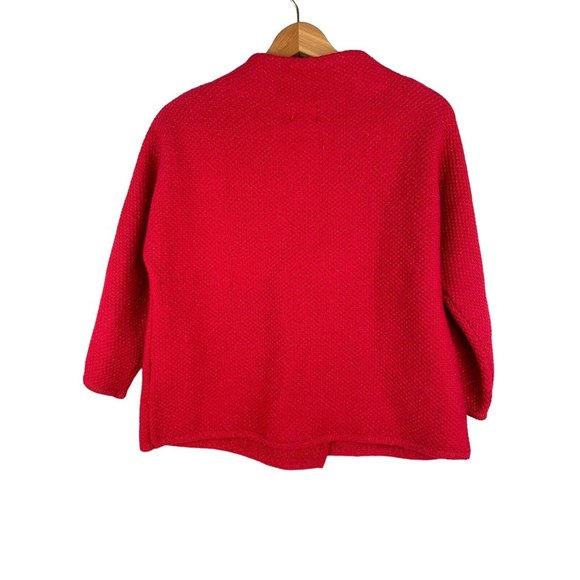 JM Collection Sweater Jacket Women Size Small Petite Red Sparkles Cotton Blend - Picture 3 of 12